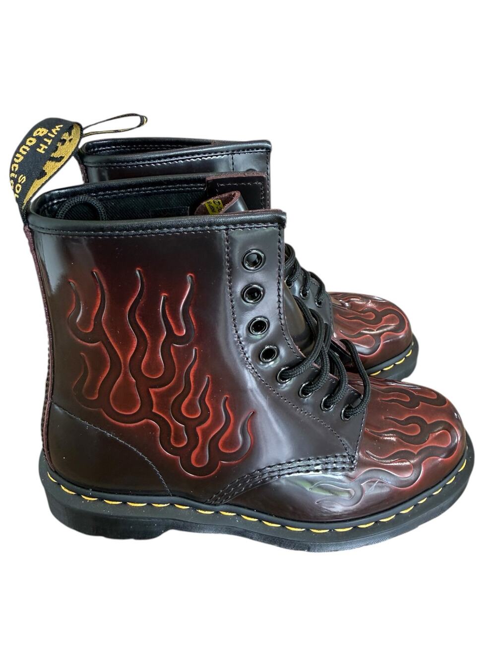 Dr. Martens 1460 Inferno Cherry Red Arcadia Flame Leather Boots Women 8 Men 7